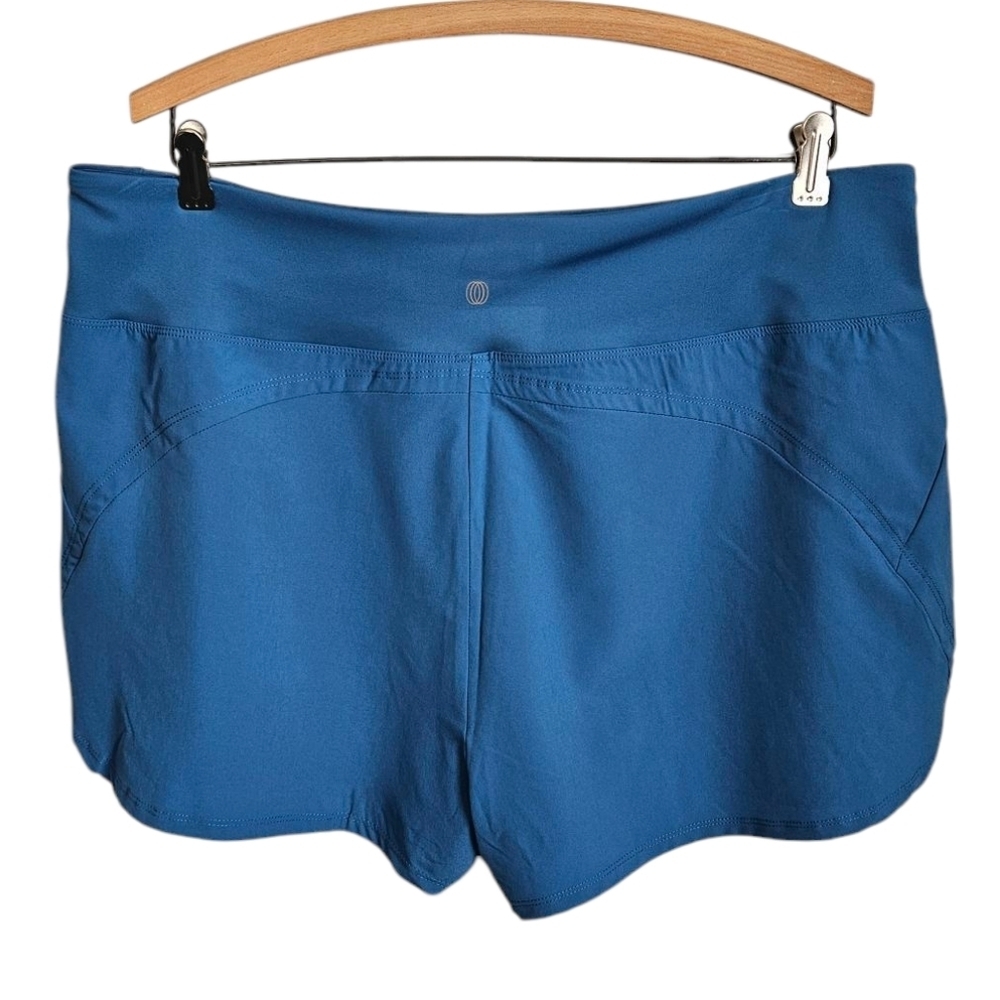 Balance Collection Vallarta Blue Activewear Yoga Athletic Shorts, Size XL